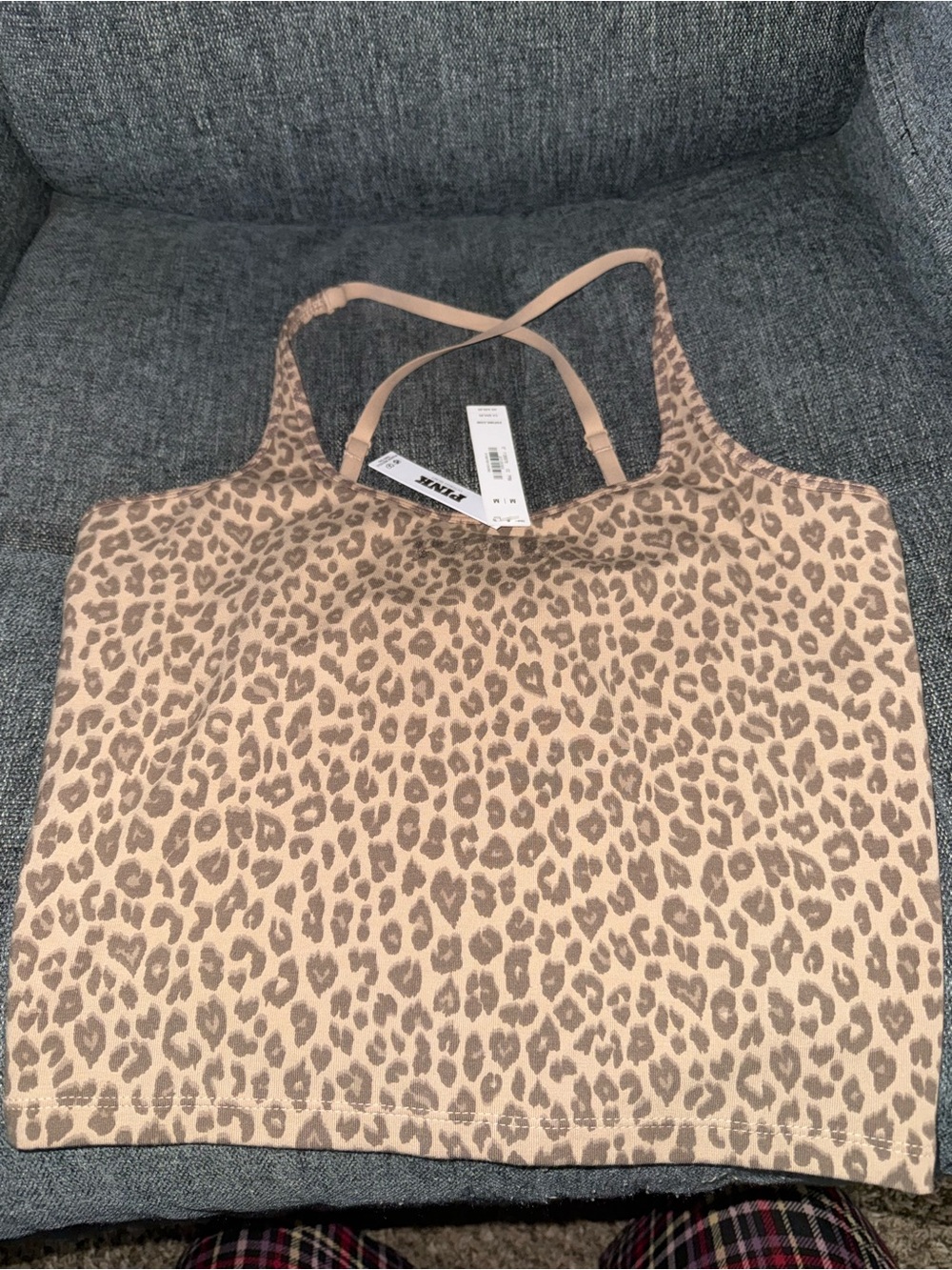 PINK Victoria’s Secret Leopard Print Square Neck Tank Top M NWT